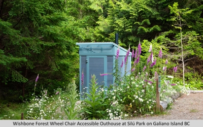 Wishbone Forest Wheel Chair Accessible Outhouse at Silú Park on Galiano Island BC-2